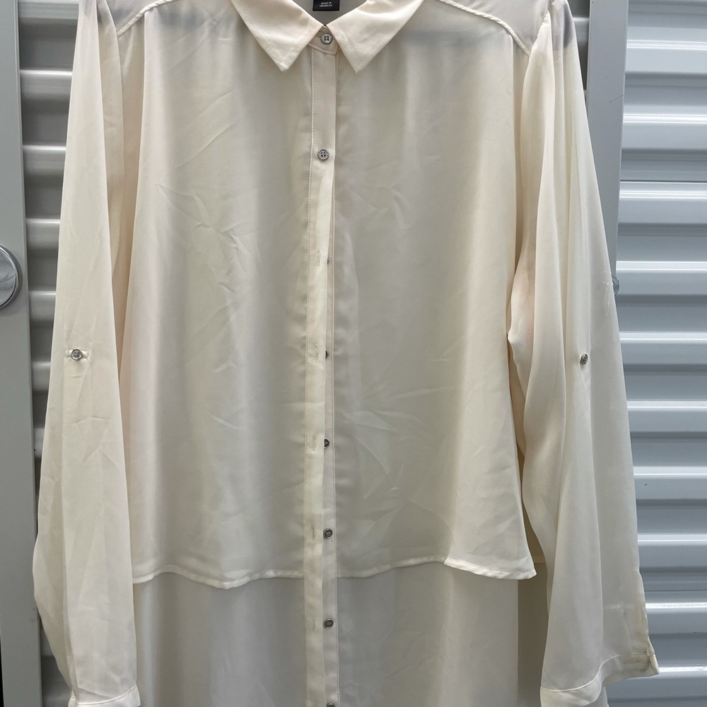Lane Bryant sheer off-white top